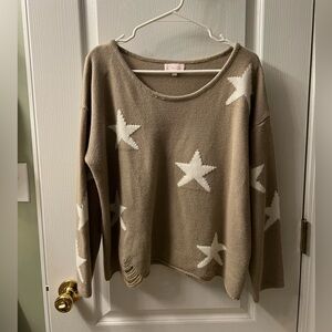 Pink Lily Tan Star Sweater